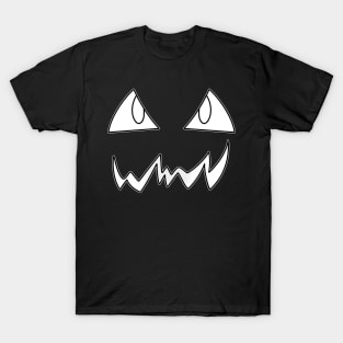 Jack O Lantern Face - Halloween Costume - Black White Line Art T-Shirt